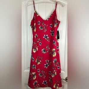 Lulus Dress Red Floral Print Mini Strappy Slip Dress Women’s Size M